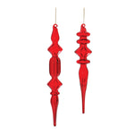 Melrose Red Glass Finial Drop Ornament (Set of 12)