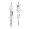 Melrose Grey Glass Finial Drop Ornament (Set of 12)