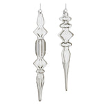 Melrose Grey Glass Finial Drop Ornament (Set of 12)