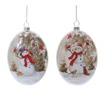 Melrose Glass Snowman and Cardinal Bird Ornament (Set of 12)