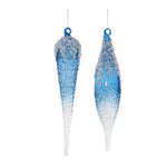 Melrose Blue Beaded Ombre Glass Drop Ornament (Set of 12)