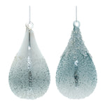 Melrose Seafoam Beaded Glass Teardrop Ornament (Set of 12)