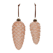 Woodland Glass Pine Cone Holiday Ornament Set