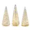 Christmas Glass Tree Set – LED Lighted Mercury Glass – 3 Piece Tabletop Display