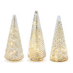 Christmas Tabletop Decor LED Mercury Glass Trees – Set of 3, 12" H by Melrose