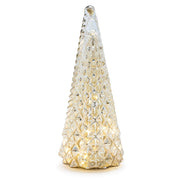 Christmas LED Tree Set – Textured Mercury Glass – 3 Piece Holiday Tabletop Décor