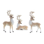 Christmas Holiday Deer Decor Glittered Polyresin – Set of 3 Tabletop Accents by Melrose