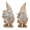 Melrose Carved Winter Gnome with Bird Figurine (Set of 2)