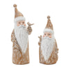 Melrose Carved Woodland Santa with Bird Figurine (Set of 2)