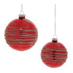 Melrose Red Glittered Glass Ball Ornament (Set of 6)