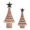 Rustic Wood Tree with Metal Star – Set of 2 Tabletop Decor