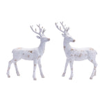 Melrose Distressed Holiday Deer Figurine with Gold Accent (Set of 2)