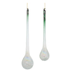 Melrose Green Iridescent Ribbed Glass Icicle Drop Ornament (Set of 12)