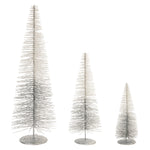Glittered Ombre Bottle Brush Tree Set – Set of 3, Silver Christmas Tabletop Trees by Melrose