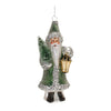 Melrose Green Glittered Glass Santa Ornament (Set of 6)