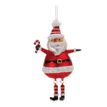 Melrose Glittered Glass Santa Ornament with Dangle Legs (Set of 6)