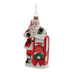 Melrose Glittered Glass Santa Mailbox Ornament (Set of 6)