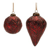 Melrose Burgandy Etched Glass Ornament (Set of 6)