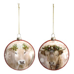 Melrose Glittered Glass Cow Disc Ornament (Set of 12)