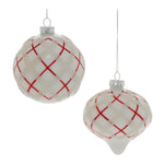 Melrose White Beaded Harlequin Glass Ornament (Set of 6)