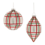 Melrose Red and Green Plaid Glass Ornament (Set of 6)