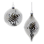 Melrose Silver Wavy Glass Ornament (Set of 6)