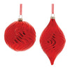 Melrose Red Wavy Glass Ornament (Set of 6)
