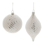 Melrose Ivory Wavy Glass Ornament (Set of 6)