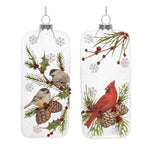 Melrose Glittered Glass Cardinal and Chickadee Ornament (Set of 12)