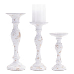 Melrose Aged White Candle Holder (Set of 3)