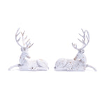 Melrose Distressed Winter Deer Statue (Set of 2)