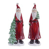 Melrose Glittered Santa Figurine with Tree (Set of 2)