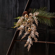 Melrose Flocked Sleigh Bell Pine Spray Set of 2