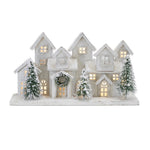 Christmas Home Decor 17" – Flocked Wood Village With LED Illuminated Windows by Melrose