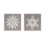 Framed Snowflake Wall Plaque Set – Set of 2, 12" Square Winter Decor by Melrose