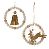 Melrose Beaded Wood Tree and Deer Ornament (Set of 6)