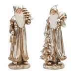 Melrose Glittered Woodland Santa with Pine Tree (Set of 2)