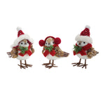 Melrose Winter Bird Shelf Sitter with Natural Accents (Set of 12)