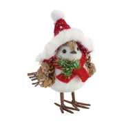 Christmas Rustic Winter Bird Shelf Decor – Foam & Polyester – Set of 12