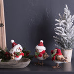 Christmas Winter Bird Figurine Decor with Hats and Scarves – Set of 12