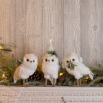 Winter Owl Figurine Set – Set of 3, Whimsical Woodland Holiday Decor by Melrose