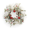 Melrose Flocked Pine Holly Wreath with Sleigh Bells 22"D