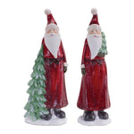 Melrose Glittered Santa Figurine with Tree (Set of 4)