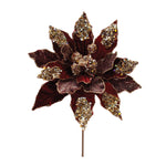 Melrose Beaded Burgandy Poinsettia Flower Stem (Set of 2)