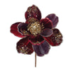 Melrose Beaded Burgandy Magnolia Flower Stem (Set of 2)