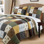 Huitt Farmhouse Floral Patchwork Cotton Reversible Quilt Bedding Set by Cozy Line Home Fashions