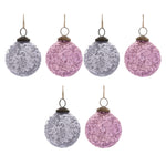 Christmas Ball Ornament – Purple Distressed Glass 4" Tree Decor Set of 6 by Melrose