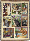 Rustic Cat Decor Blanket – Manual Woodworkers Kitty Tapestry Throw, 47x60 Inches