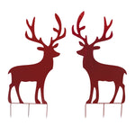 Christmas Holiday Yard Stake – Red Iron Deer Silhouette 49" by Melrose