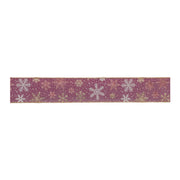 Melrose Mauve and Glitter Snowflake Wired Ribbon 2.5